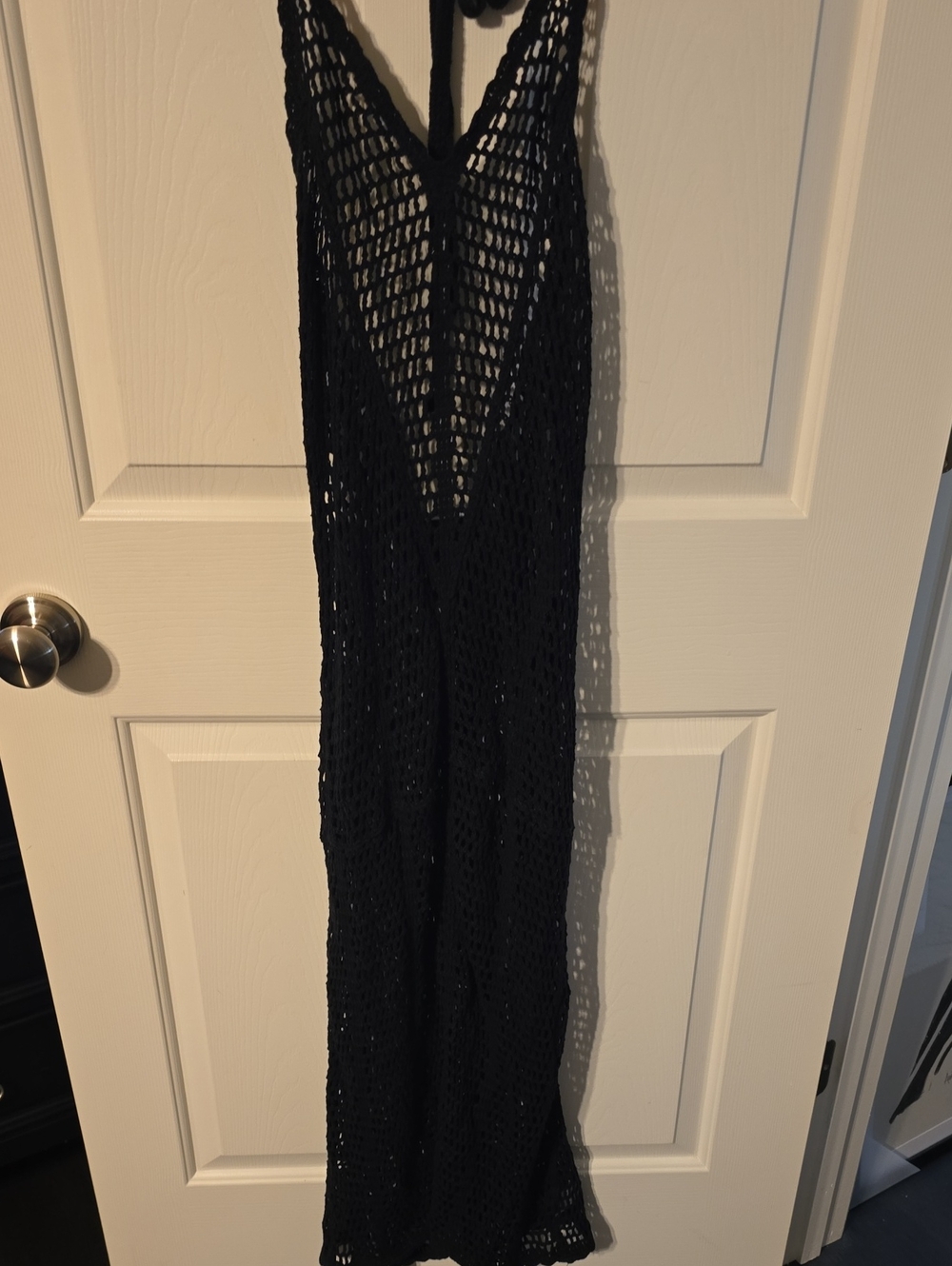 LASCANA Black Crochet Maxi Beach Cover Up Dress SIZE 4/6